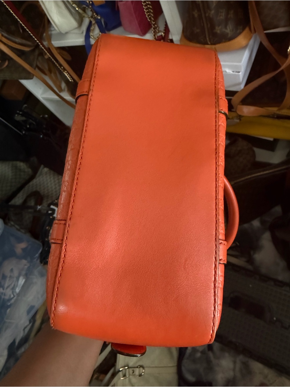 Gucci Orange Embossed Leather Satchel with Top Handles - Picture 14 of 15